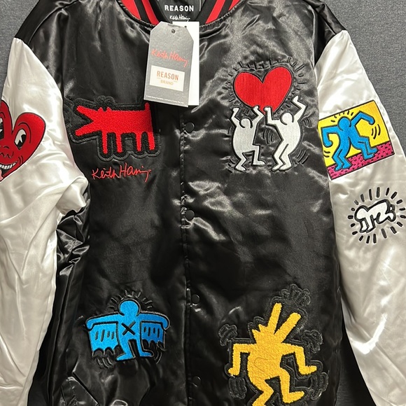 NWT - Reason Men’s Embroidery Patchwork Satin Varsity Jacket - Size Large - Picture 9 of 13